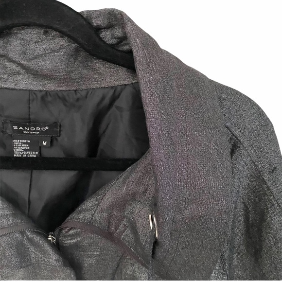 Sandro ༄ Cropped Swing Jacket ༄ Metallic Black + Silver Hardware ༄ M ༄ - Picture 4 of 14